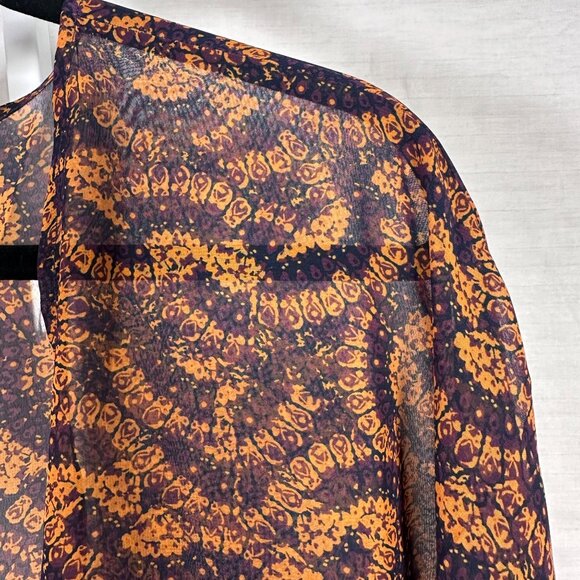 LuLaRoe LINDSAY Kimono Butterfly Wings Navy Blue Gold Yellow 3/4 Sleeves SMALL S - Picture 4 of 6